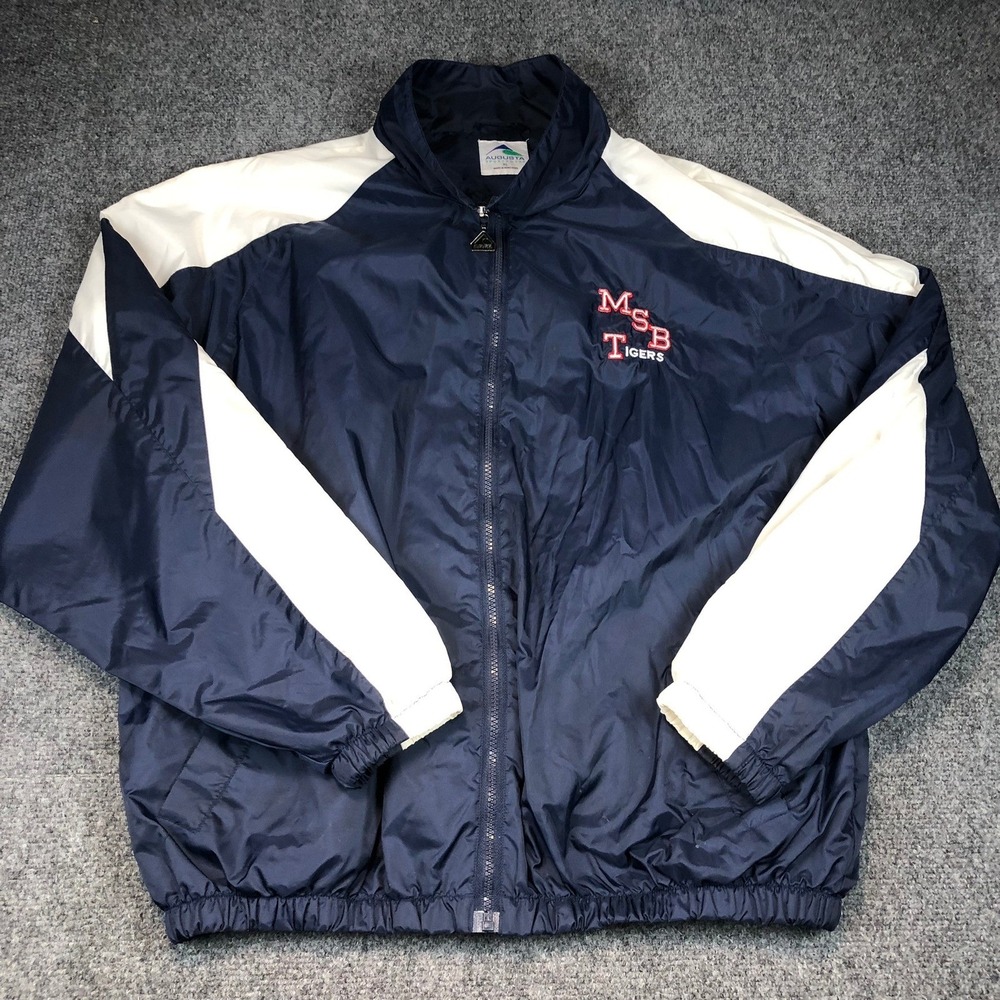Augusta Sportswear MSB Tigers Navy Blue White‎ Full Zip Windbreaker Jacket XL